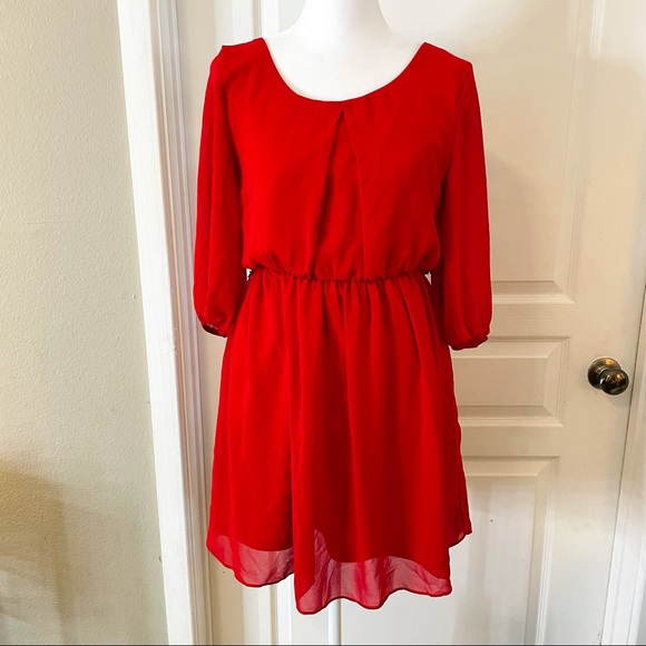 Iz Byer Dresses 32 Iz Byer Cherry Red Dress With Black Lace Poshmark